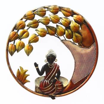 decorative lord buddha with leaves handcrafted iron wall hanging sculpture 3
