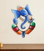 eCraftIndia Colorful Lord Ganesha with Kalash in Hand Handcrafted DECORative Iron Wall Hanging