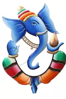 eCraftIndia Colorful Lord Ganesha with Kalash in Hand Handcrafted DECORative Iron Wall Hanging