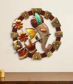 eCraftIndia Lord Ganesha in Lord Krishna Avatar Handcrafted DECORative Iron Wall Hanging