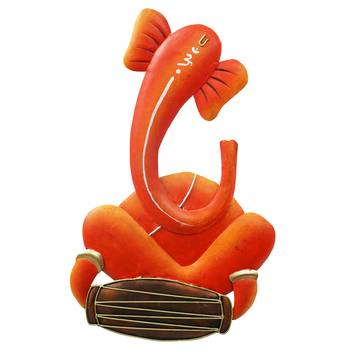 eCraftIndia Musician Lord Ganesha playing Veena Handcrafted Iron Wall Hanging 2