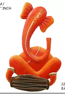 eCraftIndia Musician Lord Ganesha playing Veena Handcrafted Iron Wall Hanging