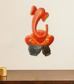 eCraftIndia Musician Lord Ganesha playing Dholak Handcrafted Iron Wall Hanging