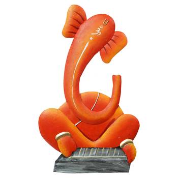 eCraftIndia Musician Lord Ganesha playing Tabla Handcrafted Iron Wall Hanging 2