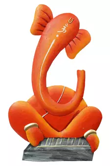 eCraftIndia Musician Lord Ganesha playing Tabla Handcrafted Iron Wall Hanging