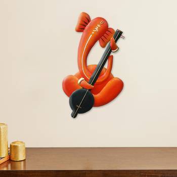 eCraftIndia Musician Lord Ganesha playing Harmonium Handcrafted Iron Wall Hanging 1