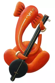 eCraftIndia Musician Lord Ganesha playing Harmonium Handcrafted Iron Wall Hanging