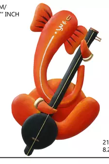 eCraftIndia Musician Lord Ganesha playing Harmonium Handcrafted Iron Wall Hanging
