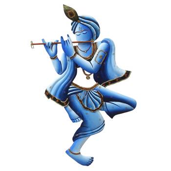 eCraftIndia Blue Lord Krishna Playing Flute Handcrafted DECORative Iron Wall Hanging 3
