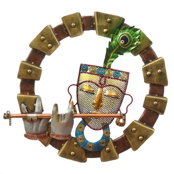 eCraftIndia Lord Krishna Playing Flute Handcrafted DECORative Iron Wall Hanging 3