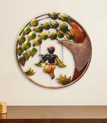 eCraftIndia Lord Krishna Playing Flute on Swing Handcrafted Iron Wall Hanging