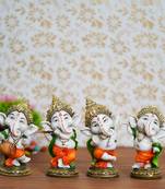 eCraftIndia Set of 4 Colorful Lord Ganesha Dancing Avatar DECORative Showpiece