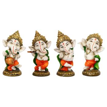 eCraftIndia Set of 4 Colorful Lord Ganesha Dancing Avatar DECORative Showpiece 2