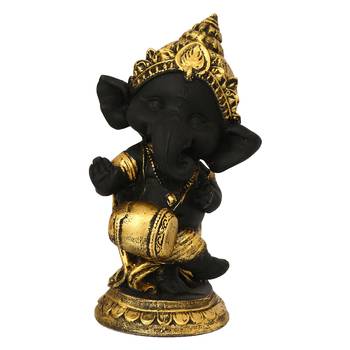 eCraftIndia Golden and Black Lord Ganesha Dancing Avatar DECORative Showpiece 3