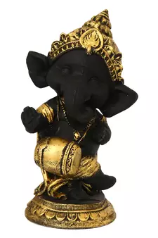eCraftIndia Golden and Black Lord Ganesha Dancing Avatar DECORative Showpiece