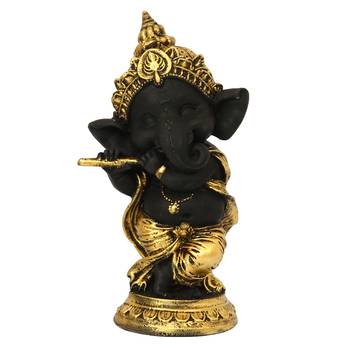 eCraftIndia Golden and Black Lord Ganesha Dancing Avatar DECORative Showpiece 3