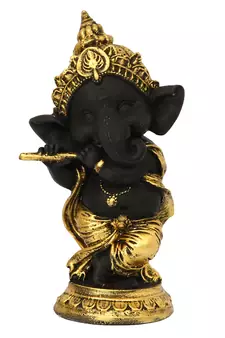 eCraftIndia Golden and Black Lord Ganesha Dancing Avatar DECORative Showpiece