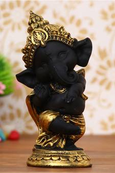 eCraftIndia Golden and Black Lord Ganesha Dancing Avatar DECORative Showpiece