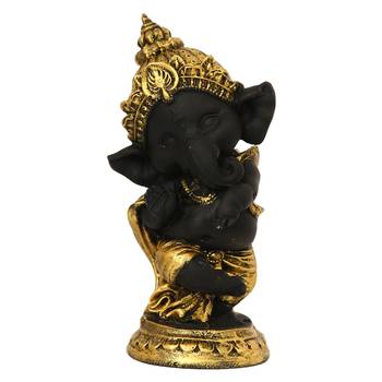 eCraftIndia Golden and Black Lord Ganesha Dancing Avatar DECORative Showpiece 3
