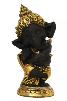 eCraftIndia Golden and Black Lord Ganesha Dancing Avatar DECORative Showpiece