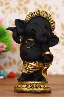 eCraftIndia Golden and Black Lord Ganesha Dancing Avatar DECORative Showpiece