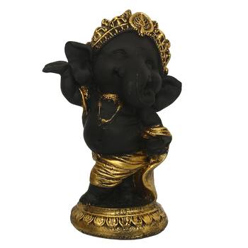 eCraftIndia Golden and Black Lord Ganesha Dancing Avatar DECORative Showpiece 3