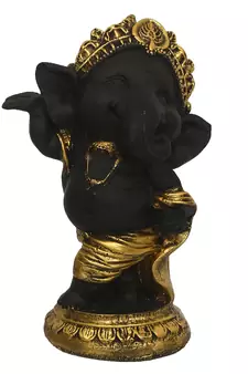 eCraftIndia Golden and Black Lord Ganesha Dancing Avatar DECORative Showpiece