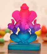 eCraftIndia Pink and Blue Double Sided Crystal Car Ganesha Showpiece