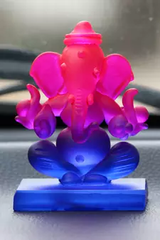 eCraftIndia Pink and Blue Double Sided Crystal Car Ganesha Showpiece