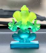 eCraftIndia Green and Blue Double Sided Crystal Car Ganesha Showpiece
