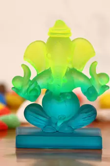 eCraftIndia Green and Blue Double Sided Crystal Car Ganesha Showpiece