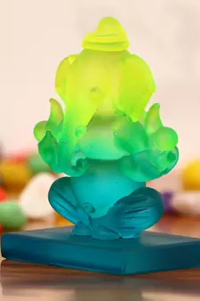 eCraftIndia Green and Blue Double Sided Crystal Car Ganesha Showpiece
