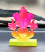 eCraftIndia Pink and Orange Double Sided Crystal Car Ganesha Showpiece