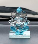 eCraftIndia SKyblue and Transparent Double Sided Crystal Car Ganesha Showpiece