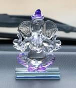 eCraftIndia Purple and Transparent Double Sided Crystal Car Ganesha Showpiece