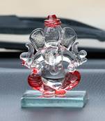 eCraftIndia Red and Transparent Double Sided Crystal Car Ganesha Showpiece