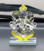 eCraftIndia Yellow and Transparent Double Sided Crystal Car Ganesha Showpiece