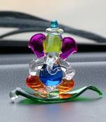 eCraftIndia Multicolored and Transparent Double Sided Crystal Car Paan Ganesha Showpiece