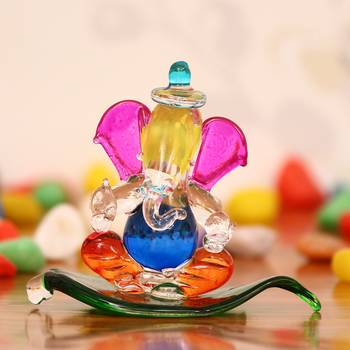 eCraftIndia Multicolored and Transparent Double Sided Crystal Car Paan Ganesha Showpiece 2
