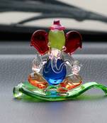 eCraftIndia Multicolored and Transparent Double Sided Crystal Car Paan Ganesha Showpiece