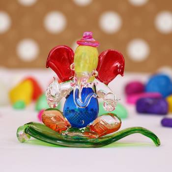 eCraftIndia Multicolored and Transparent Double Sided Crystal Car Paan Ganesha Showpiece 3