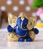 eCraftIndia Gold Plated Blue Kaan Ganesha DECORative Showpiece for Home Temple Office Car Dashboard