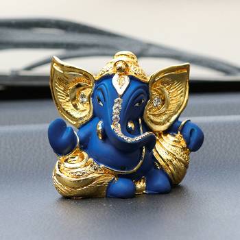 eCraftIndia Gold Plated Blue Kaan Ganesha DECORative Showpiece for Home Temple Office Car Dashboard 2
