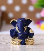 eCraftIndia Gold Plated Blue Appu Ganesha DECORative Showpiece for Home Temple Office Car Dashboard