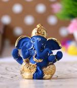 eCraftIndia Gold Plated Blue Dhoti Ganesha DECORative Showpiece for Home Temple Office Car Dashboard