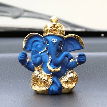 eCraftIndia Gold Plated Blue Dhoti Ganesha DECORative Showpiece for Home Temple Office Car Dashboard 2