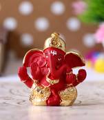 eCraftIndia Gold Plated Red Dhoti Ganesha DECORative Showpiece for Home Temple Office Car Dashboard