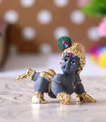 eCraftIndia Gold Plated Laddu Gopal Lord Krishna DECORative Showpiece for Home Temple Office Car Dashboard