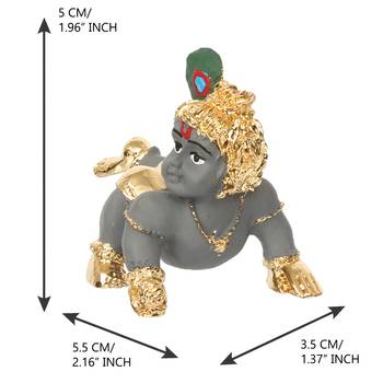 eCraftIndia Gold Plated Laddu Gopal Lord Krishna DECORative Showpiece for Home Temple Office Car Dashboard 3