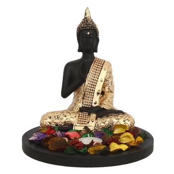 E Craft India Black Golden Buddha Showpiece 2